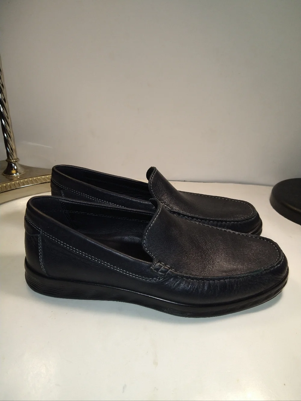 Ecco S Lite Moc Classic Slip On Black Leather Loafers Shoes Men's sz 8(42).